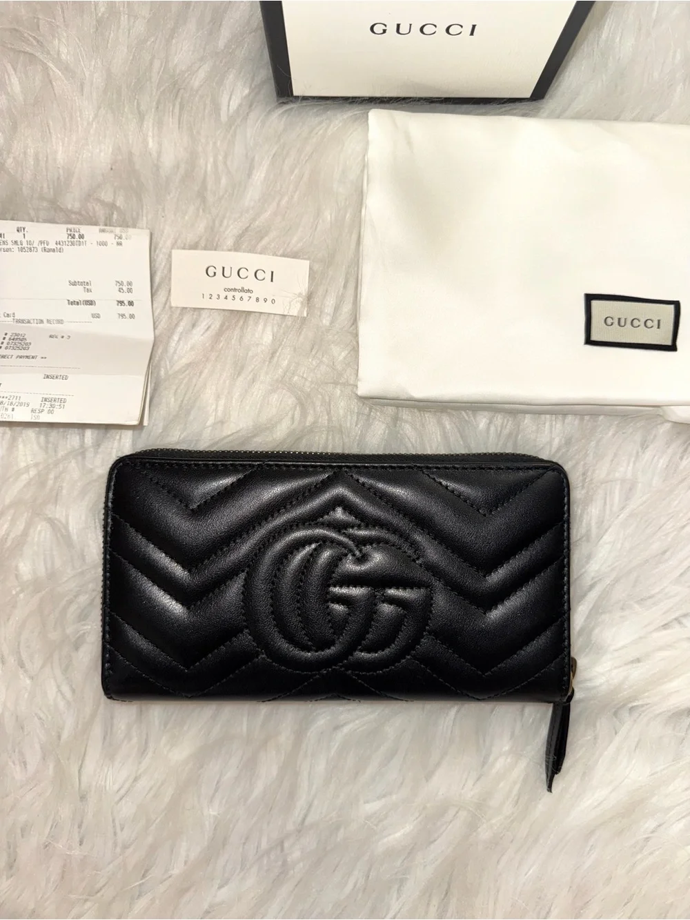 Gucci GG Marmont Black Quilted Leather Zip Wallet - Picture 8 of 10